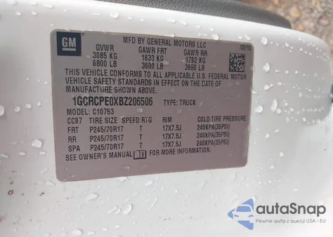 2011 Chevrolet Silverado 1500 Work Truck z USA, uszkodzony, nr VIN 1GCRCPE0XBZ206506